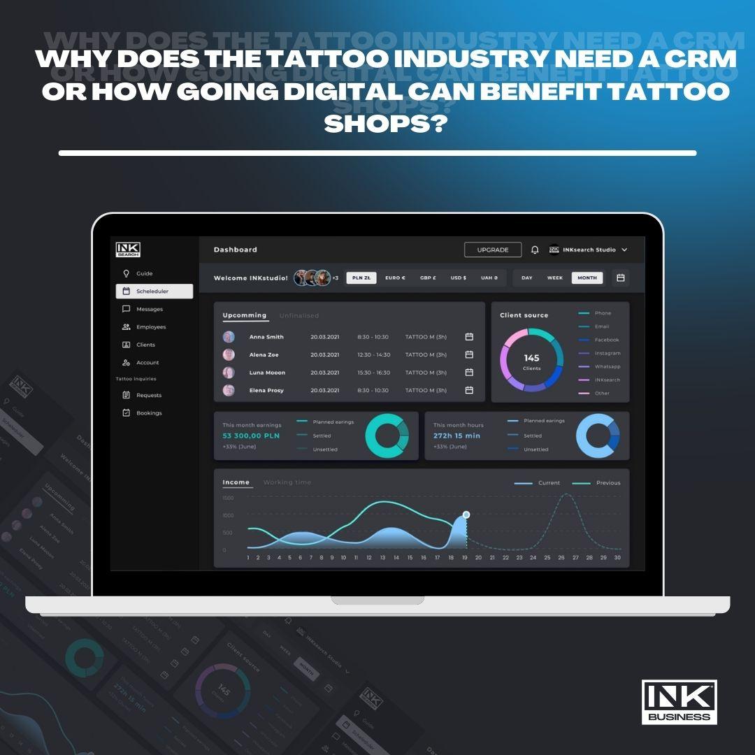 Image visualising topic of: How to increase efficiency in your tattoo studio? Learn about the CRM tool INKbusiness and manage #LIKEAPRO!